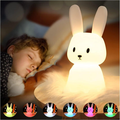 KOXILA® | Coniglio Carino Lampada Notturna LED in Silicone - Regalo Perfetto per Bambini e Ragazze