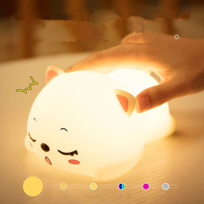 KOXILA® | Gatto Lampada Notturna LED in Silicone - Regalo Perfetto per Bambini e Ragazze